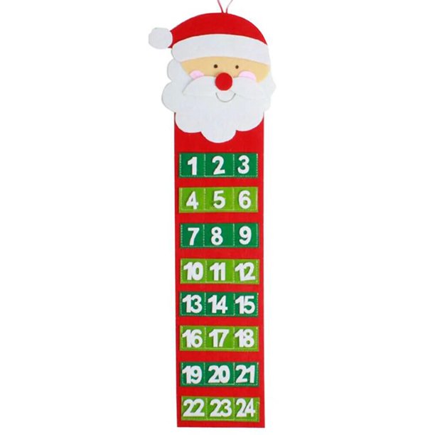 Calendario de Adviento de Navidad de Papá Noel para niños, bolsillos colgantes, decoración navideña, muñeco de nieve, decoración festiva, regalo