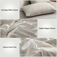 thumbnail image 6 of PURE ERA 3pc Duvet Cover Set-Jersey Knit Cotton 100% T-Shirt Cotton-Super Soft Stretchy Zipper Closure-Queen Size,Beige, 6 of 8