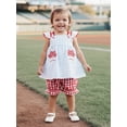 thumbnail image 5 of BemeyourBBs Toddler Baby Girls Baseball Outfit Cute Infant Baby Girl Summer Clothes Cute Plaid Baseball Embroidery Tunic Shirt Babydoll Tops with Shorts Set 2Pcs Outfit, 5 of 8