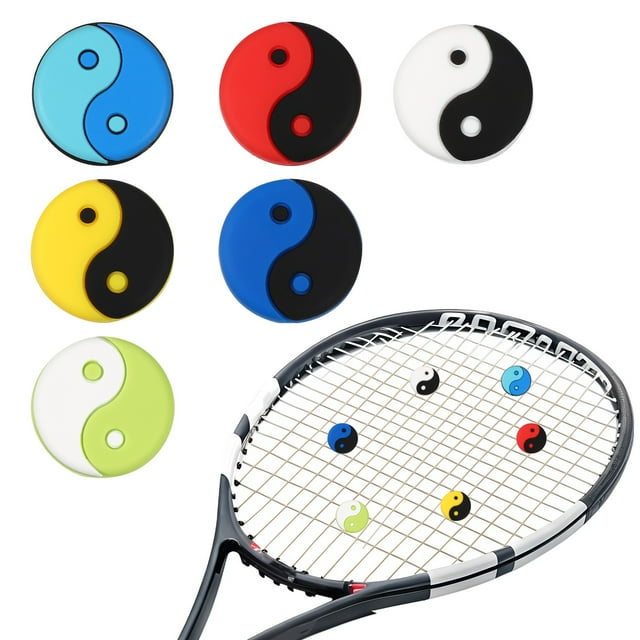 Uxcell Tennis Dampener, TaiChi Pattern Silicone Tennis Racket Dampeners Racket Shock Absorber Reduce Vibration Soft Cute Fit for (Players/Universal Fit for All Racquets) 6Pcs & 6 Colors