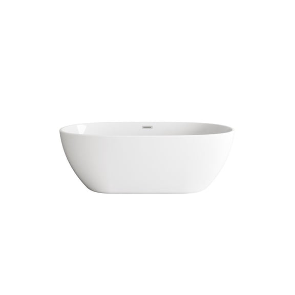 Elegant Kitchen and Bath 67 inch Soaking Bathtub in Glossy White with Brushed Nickel Trim