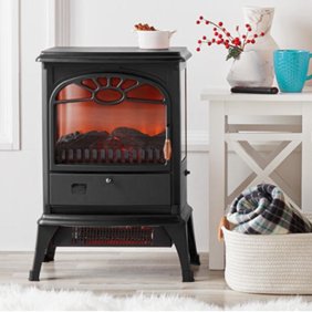 Comfort Zone Czfp4 Electric Fireplace Stove Heater Black