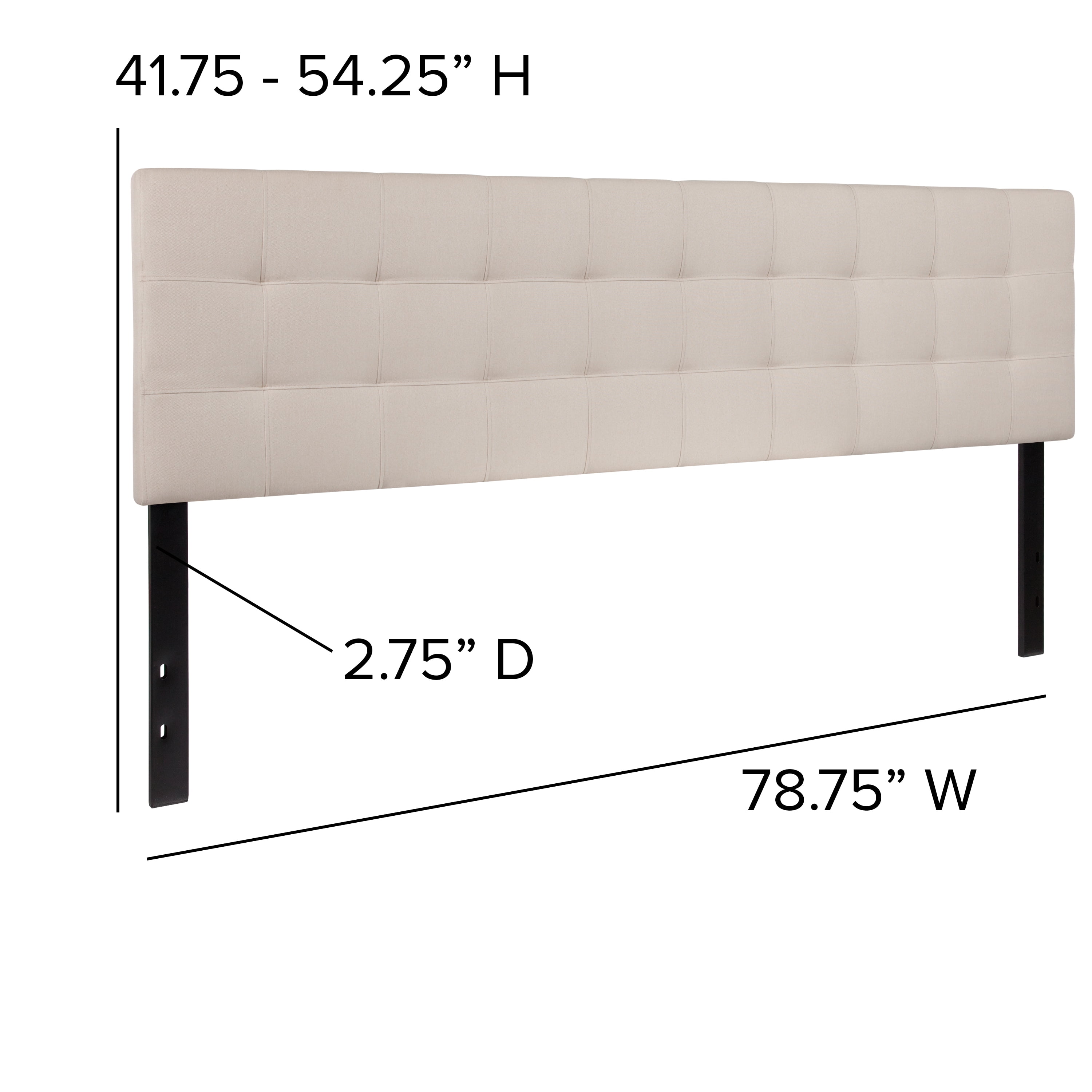 Emma + Oliver Quilted Tufted Upholstered King Size Headboard in Beige Fabric
