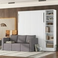 thumbnail image 3 of CoSoTower Full Size Murphy Bed Wall Bed with Sofa,With Shelves,White, 3 of 9