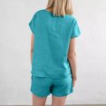thumbnail image 4 of Conjunto de pantalones cortos de manga corta Sloid con cuello redondo para mujer, traje deportivo informal de verano, 2 piezas Wmkox8yi  bvn1394, 4 of 8