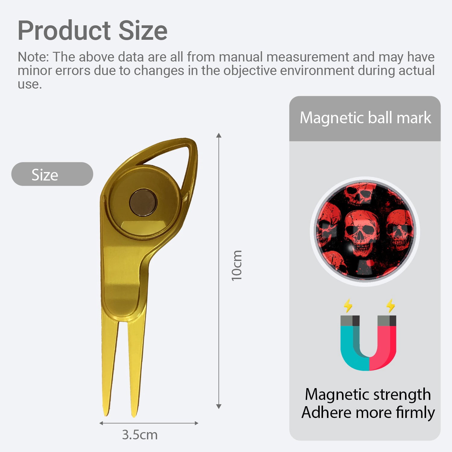 Golf Gift Box for Men Portable Golf Accessories Set with Golf Ball Tees Green Fork Hat Clips Customizable Magnetic Labels Red Skull Pattern