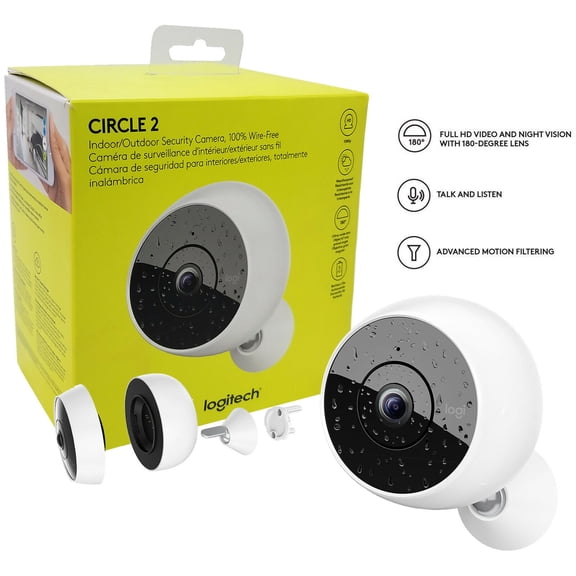 Logitech Circle 2 Wireless Indoor Outdoor Home Security HD Camera 1080p HD Night Vision