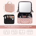 thumbnail image 3 of Bolsa de maquillaje de viaje MYUREN con espejo LED giratorio de 360°, rosa, 3 of 9