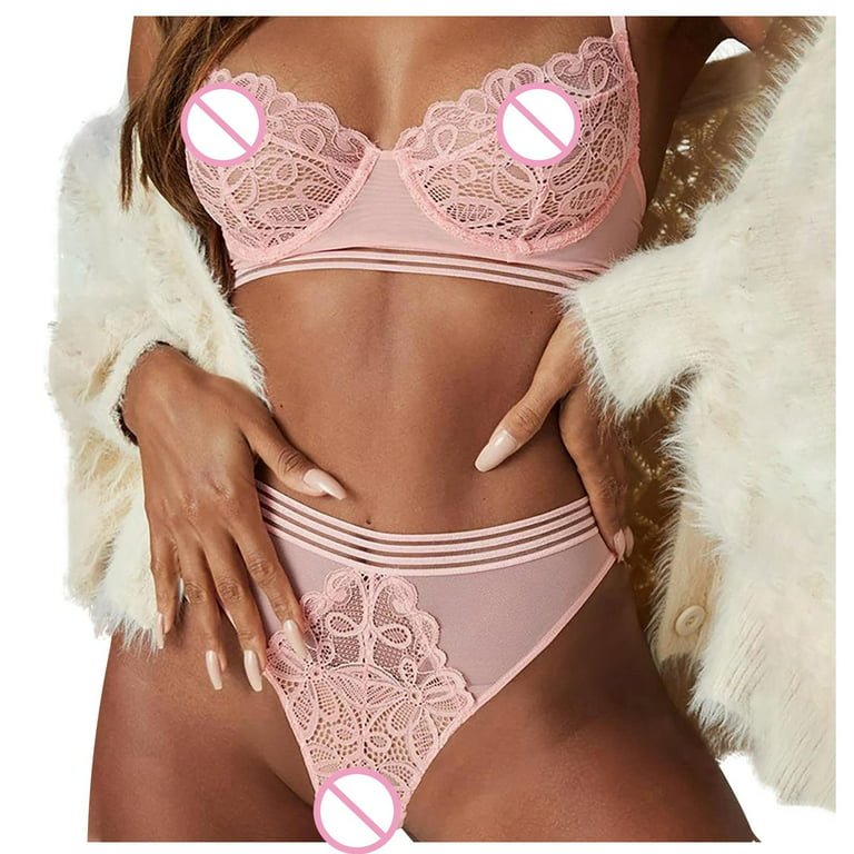 Sports Bras for Women Push Up Bra Women Sexy Lingerie Set Women Sexy Lace  Lingerie Set Strappy Bra and Panty Set Two Piece Crotchless Lingerie