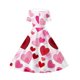 thumbnail image 4 of Vestido de manga corta con cuello en V para niña, estampado de manga corta, falda con cuello doblado y cintura mediana y grande, de poliéster., 4 of 6