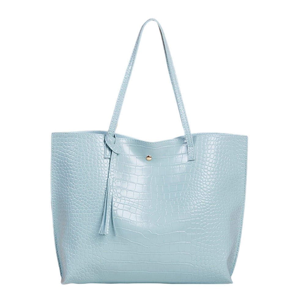 New Women Handbag Faux Croco Leather Satchel Tote Bag Shoulder Bag Large Purse 