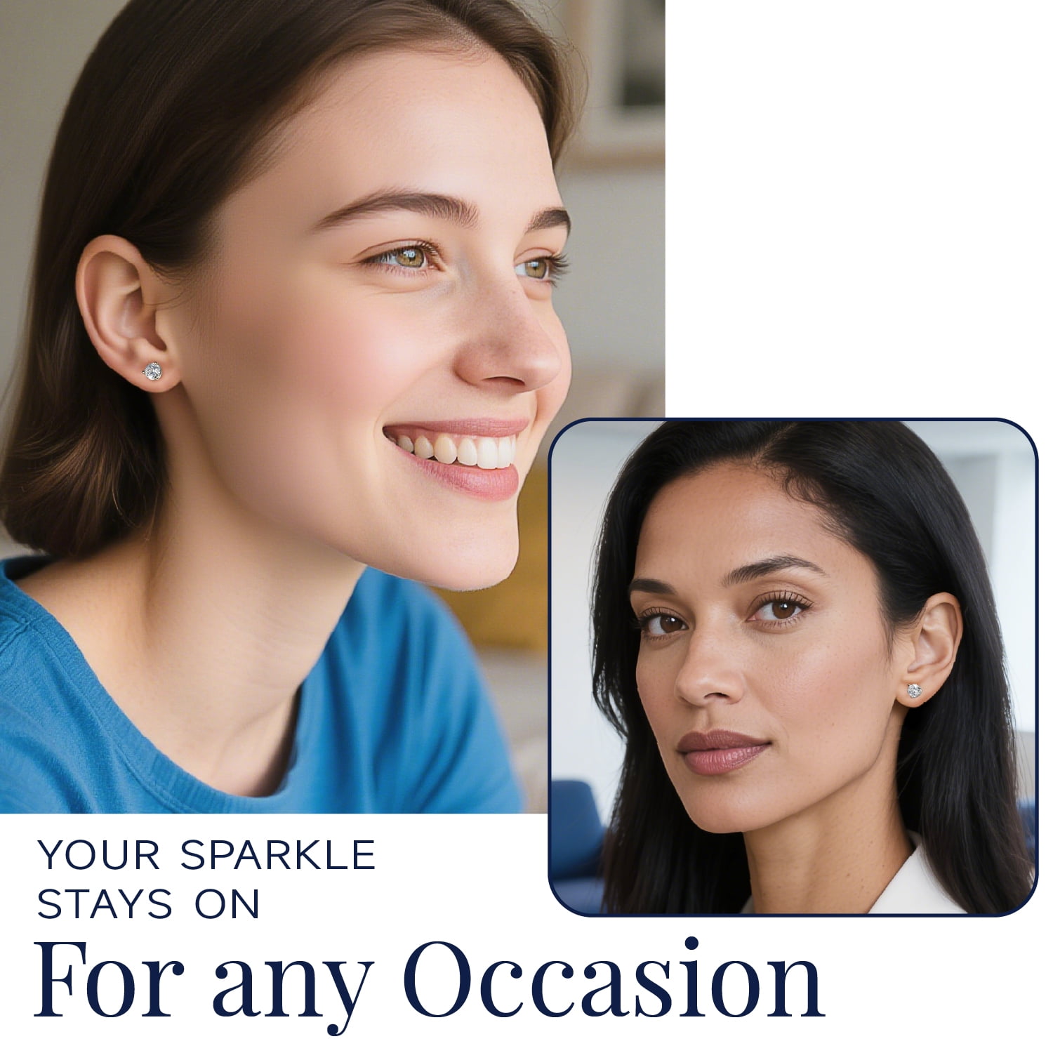 MomentWish Stud Earrings for Women 925 Sterling Silver Round Cut Moissanite Solitaire Earrings
