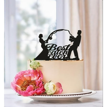 Best Catch Ever Wedding Cake Topper, Black Acrylic Silhouette, Fishing Theme Bride Groom Design, Romantic Decoration
