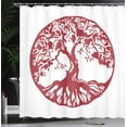 thumbnail image 3 of Ambesonne Tree Shower Curtain, Traditional Oak Silhouette, 69"Wx75"L, Ruby and White, 3 of 4