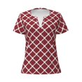 thumbnail image 2 of Uemuo Red Moroccan Drawing Women's Deep V-Neck Low Cut Tops - Casual Loose Fit with Stainless Steel Loop, Soft, Breathable, Perfect for Office, Travel, and Daily Wear-Large, 2 of 5