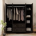 thumbnail image 2 of OxyLife 4 Door Wardrobe Armoire, Large Storage Cabinet with Mirror, 2 Drawers and Hanging Rod, White, 2 of 10