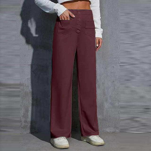 WILLBEST Pantalones Casuales para Mujer 2025, de Cintura Alta, Rectos, con Botones, para Trabajo y Negocios, con Bolsillos. XXXXXL