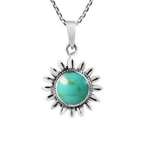 AeraVida Radiant Sun with Stone or Shell Inlay Sterling Silver Pendant Necklace