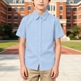 thumbnail image 7 of OGLCCG Boys Short Sleeve Dress Shirts Kids Summer School Uniform Shirts Solid Color Cotton Button Down Shirts 1-18 Years, 7 of 7