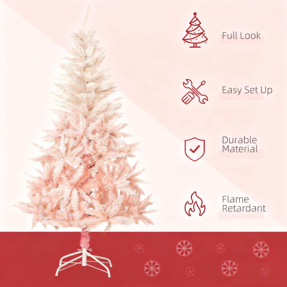 7ft Unlit Pink Christmas Tree 1000 Tips Wide Shape Flame Retardant Indoor Holiday Decor