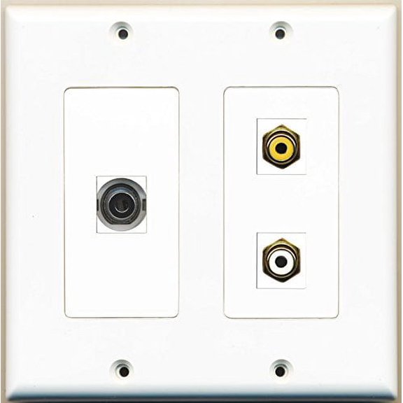 RiteAV - 1 Port RCA White 1 Port RCA Yellow 1 Port 3.5mm - 2 Gang Wall Plate