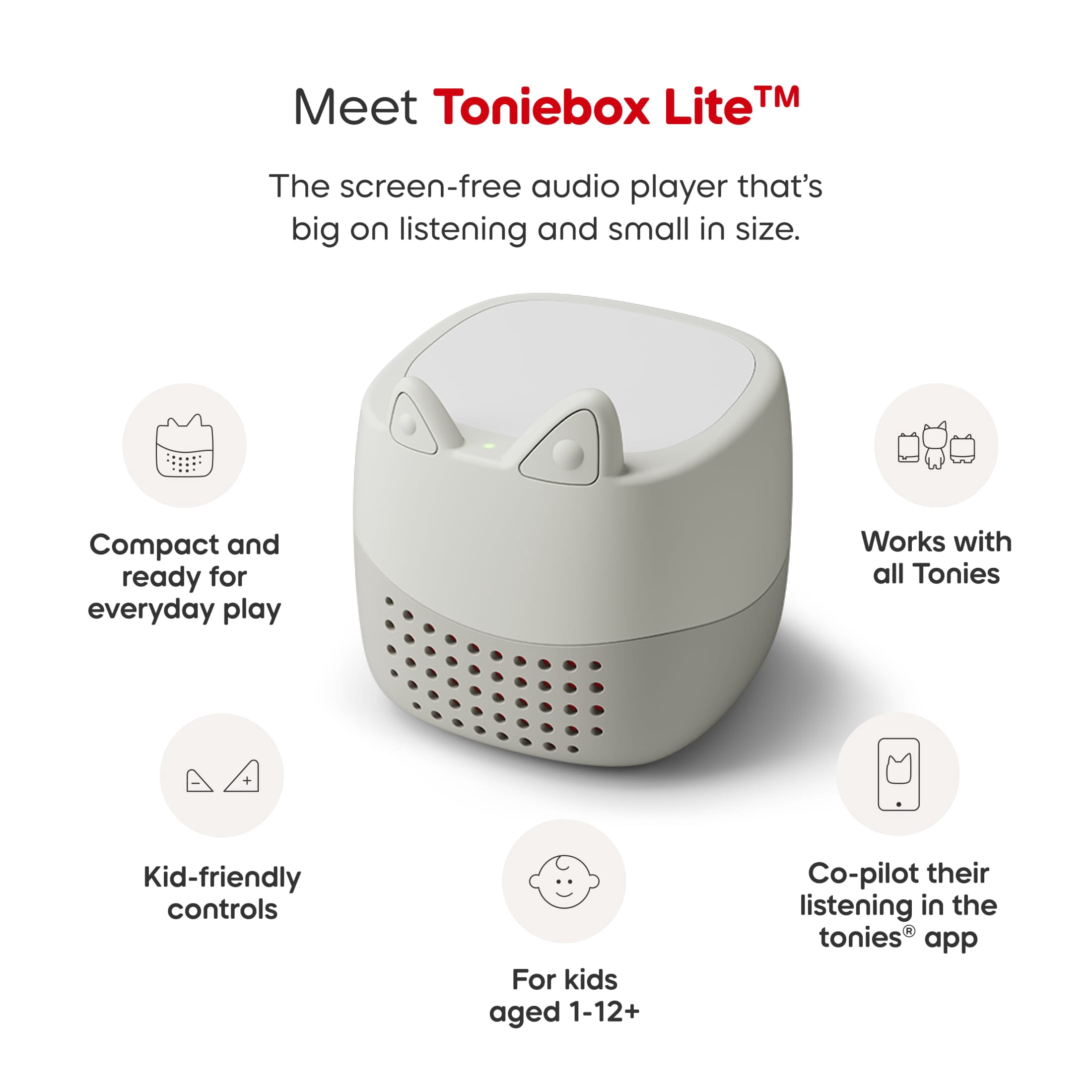 Tonies Toniebox Lite Screen-Free Audio Player Sleepy Starter Set for Kids, Age 1+