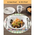 thumbnail image 3 of 13 Inch Round Placemats Set of 6, Easter Non Slip Heat Insulation PP Table Mats, Funny Bunny Ear Gnomes Colorful Eggs Flowers Plaid Washable Place Mats for Kitchen Dining Party Table Decor, 3 of 7