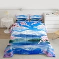 thumbnail image 2 of Homewish Cherry Blossom Queen Comforter Set,Japanese Fuji Mountain Bedding Sets,Pink Sakura Bedding Comforter Set For Men Women,Ultra Soft Home Decor Reversible,3 Pieces, 2 of 8