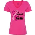 thumbnail image 3 of Inktastic Breast Cancer Awareness I Support My Auntie with Pink Ribbon Women's V-Neck T-Shirt, 3 of 5