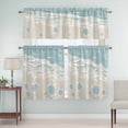 thumbnail image 5 of Ocean Beach Curtain Valances Set Hand-Painting Abstract Beige Beach Blue Sea Turtle Kitchen Curtains 36&nbsp;inch Length Rod Pocket Valance and Tiers 3 Piece Set Small Bedroom Bathroom Laundry Decor, 5 of 9