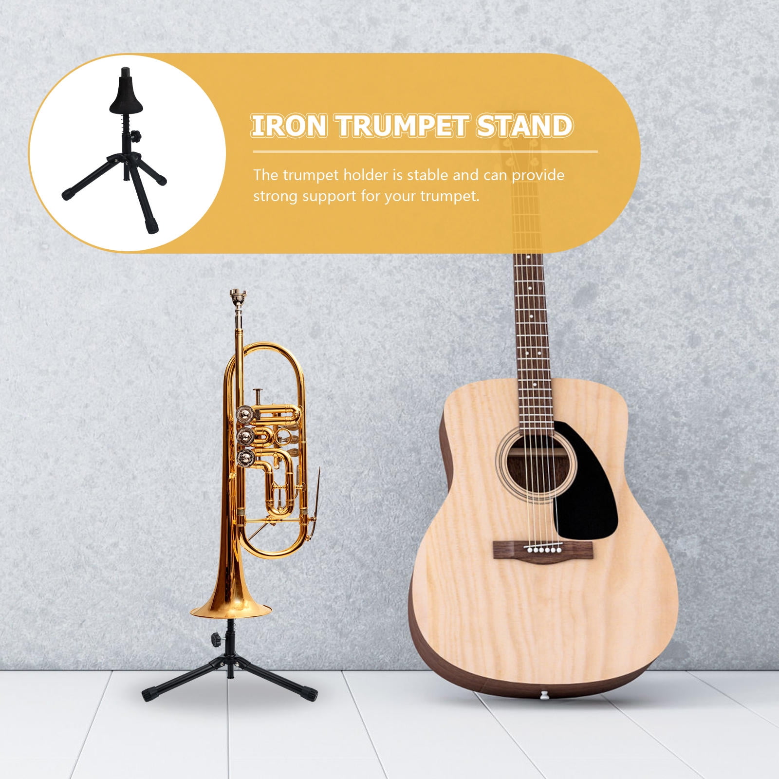 DEEPCRAFF Iron Trumpet Holder Stand with Scratch-Resistant , Musical Instrument Support Accessory, 1 Piece