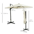 thumbnail image 3 of Outsunny Parasol Suspendu Déporté Carré pour Patio avec Base en Croix Blanc Crème, 3 of 10