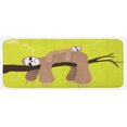 thumbnail image 1 of Sloth Kitchen Mat, Cartoon Mother Sleeping on Branch Animal on Her Back Carefree Family, Plush Decorative Kitchen Mat with Non Slip Backing, 47" X 19", Cocoa Apple Green, by Ambesonne, 1 of 1