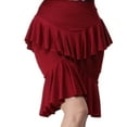 thumbnail image 1 of Whitewed Ladies Layer Ruffles Latin Bachata Merengue Reggaeton Dance Practice Performance Competion Skirts Clothes Dancewear Burgundy, 1 of 6