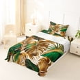 thumbnail image 5 of Erosebridal Gold Green Monstera Leaf Twin Sheet Sets,Tropical Botanical Tree Bedding For Men Women 3pcs, 5 of 6
