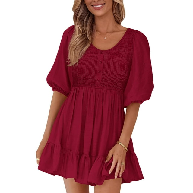 Vestido BTFBM Spring Empire Cintura para Mujer 2025 Verano Rojo