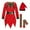 b-Red, variant on Elf Kids Outfit Long Sleeve Dress Hat Belt and 1 Pair of Socks Set Kids Boy Christmas Outfit Party Outfit 9-11 Years