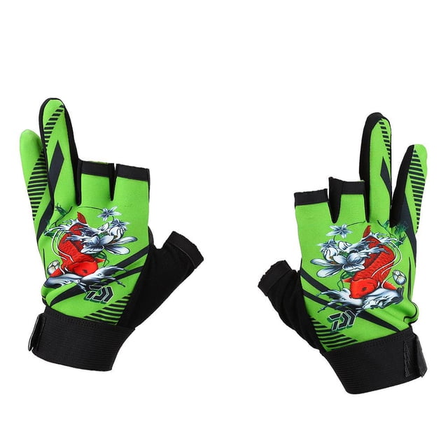 Guantes antideslizantes con 3 dedos, nuevos, para pesca, deportes al aire libre (verde), 1 par