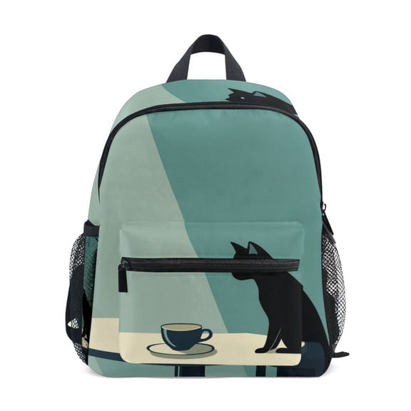 FORMRS School Backpack with Front Zippered Pocket 12" Student Travel Daypack, Black Cat