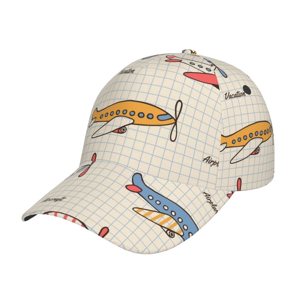 Fotbe Striped Vintage Planes Gorro Clásico de Béisbol, Gorra Ajustable con Broche Snapback, Gorro de Exterior de Algodón Suave