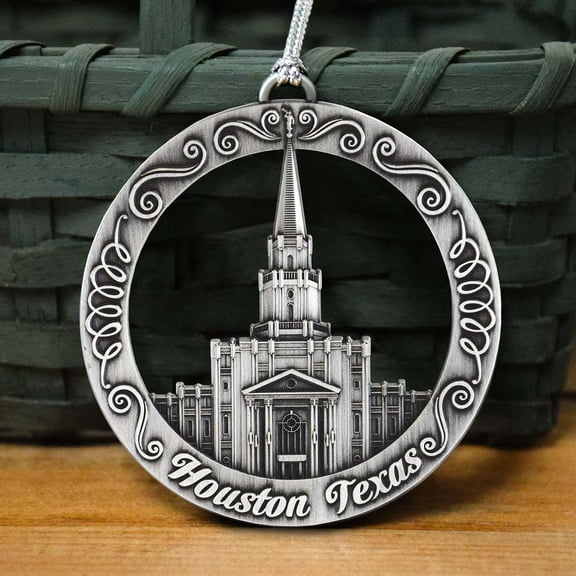 Houston Texas Temple Antique Silver Ornament by Ringmasters