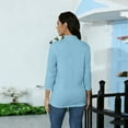 thumbnail image 4 of Dwellite Women’s 3/4 Sleeve Loose Mock Neck Tee Soft Layering Top, Casual Look, Spring-Fall Basic Shirt Light Blue L, 4 of 6