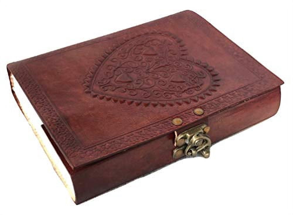 Rustic Journal Vintage Heart Lockable Blank Diary & Journal, Brown