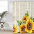 thumbnail image 5 of Rustic Sunflower Shower Curtain, 72" x 72", Country Floral Pastoral Retro Beige Background Waterproof Bathroom Curtain Washable Shower Curtain Set with 12 Hooks, 5 of 6
