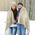 thumbnail image 6 of Catalonia Fleece Wearable Throws Blanket Poncho for Adult Women Men, Warm, No Sleeves, Camel, 6 of 7