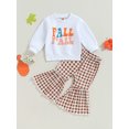 thumbnail image 2 of xiaxaixu Tenues d'Automne pour Filles Tout-Petits Imprimé Lettre Col Rond Chandails en Molleton à Manches Longues Pantalons Évasés à Carreaux Ensemble de Vêtements de l\'Action de Grâce 2 Pcs, 2 of 8