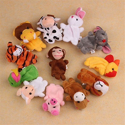 12pcs Cute Animal Wildlife Hand Glove Puppets Soft Plush Kids Funny Toy Gift 
