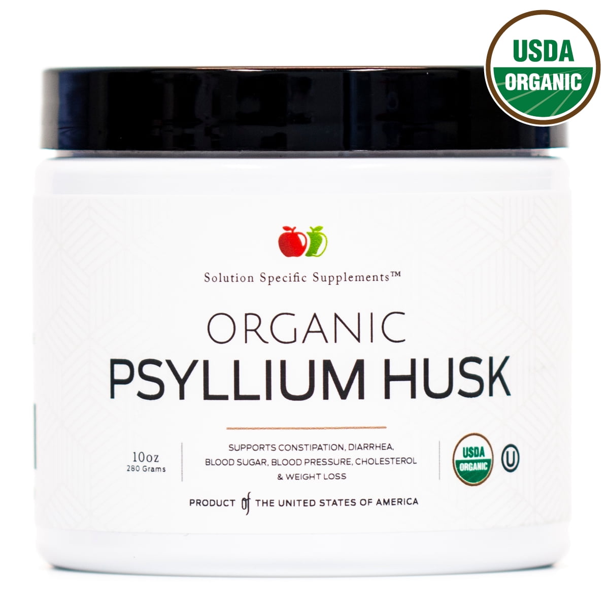 Pure Organic Psyllium Husk Powder Bulk 10oz (280g) Bulk Organic Whole Unflavored Fiber & Colon