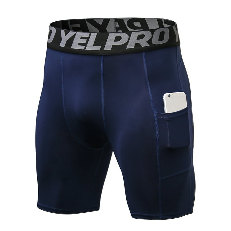 YEL PRO 4 Packs Men Compression Shorts Active Workout Underwear with Pocket