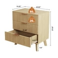 thumbnail image 2 of YOCWO 3 Drawer Fluted Nightstand, Wood Fluted Bedside Table for Bedroom, Beige, 2 of 5